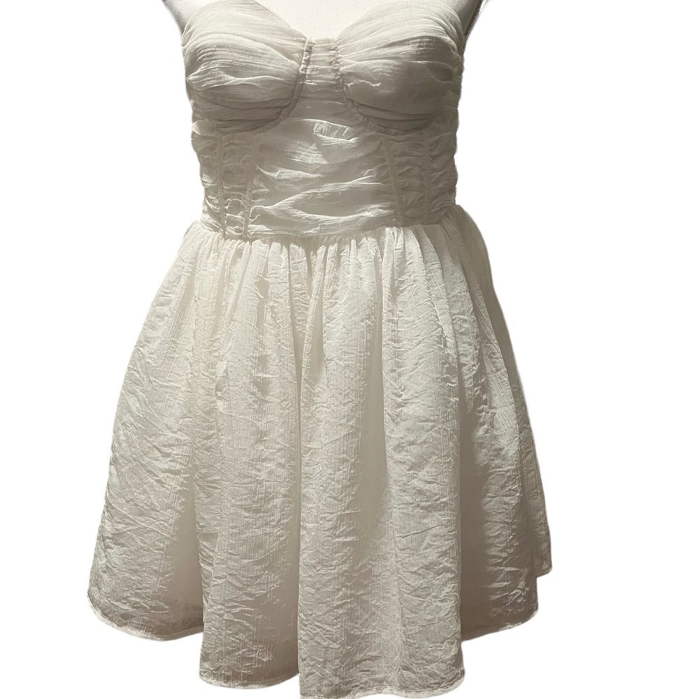Lena White Bustier Strapless Cocktail Dress‎ Women's Size Large Fully Lined